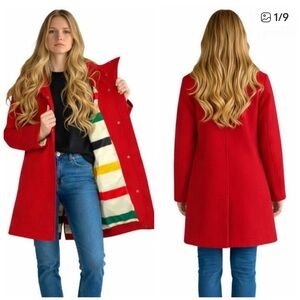 Pendleton Cascade Red Wool Blend Coat with Striped Lining XL NWT